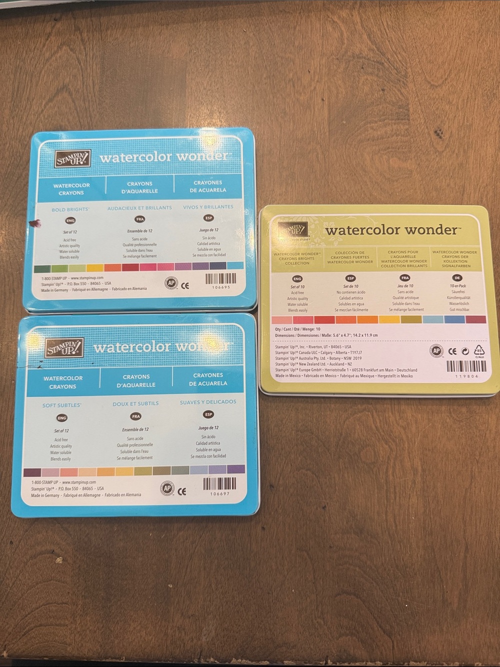 Lot bundle Stampin' Up! Watercolor Wonder Tin Sets - soft subtles brights bold